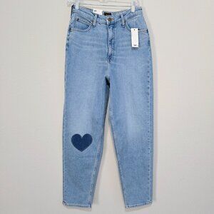 NWT Lee High Rise Mom Jeans Size 29 - Retro Heart Patch